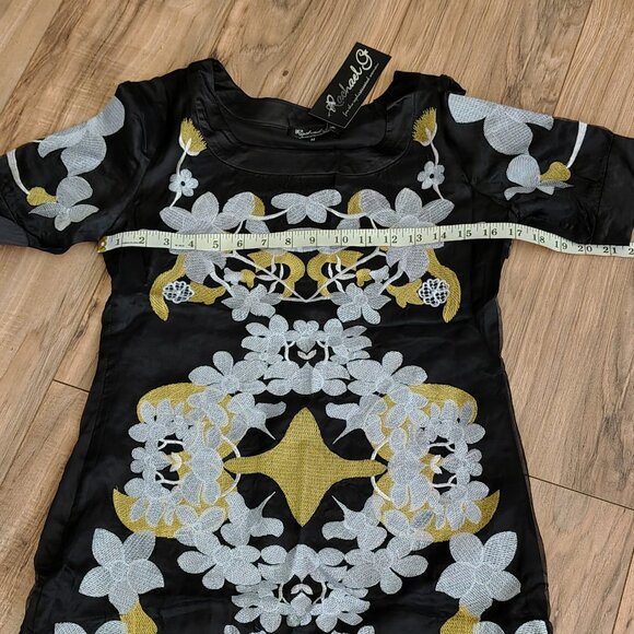 Rachael G. Black Floral Summer Dress with Short Sleeves, Sizes M and S - Picture 13 of 13